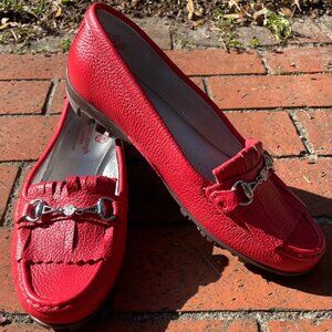 Marc Joseph NY Red Pebbled Leather Driving Loafers Size 9